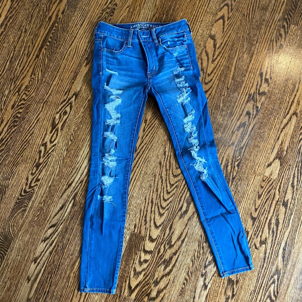 Blue jeans with rips